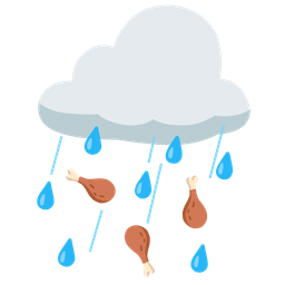 poultry leg and cloud with rain