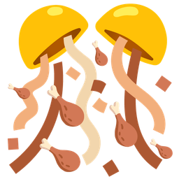 poultry leg and confetti ball