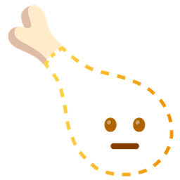 poultry leg and dotted line face