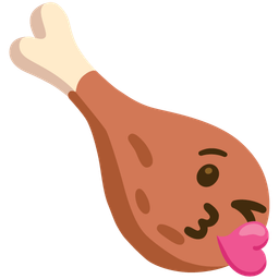 Poultry leg and Face blowing a kiss