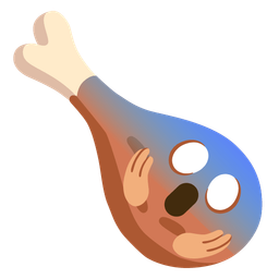 poultry leg and face screaming in fear