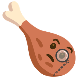 poultry leg and face with monocle