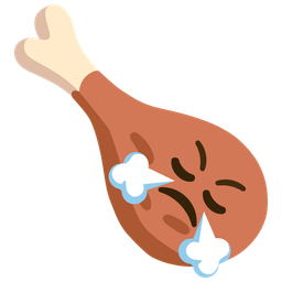 poultry leg and face with steam from nose