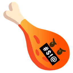 poultry leg and face with symbols on mouth