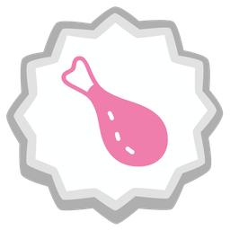 poultry leg and fish cake with swirl