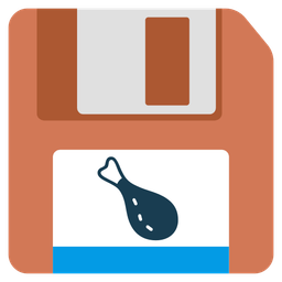 poultry leg and floppy disk
