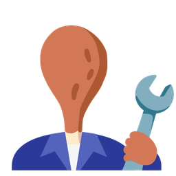 poultry leg and hammer and wrench