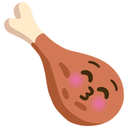 Poultry leg and Kissing face with closed eyes