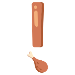 poultry leg and red exclamation mark