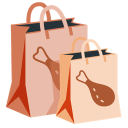 poultry leg and shopping bags
