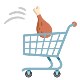 poultry leg and shopping cart