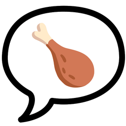 poultry leg and speech balloon