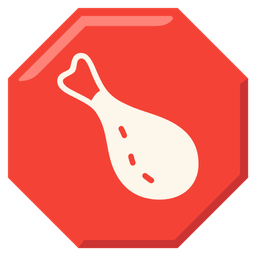 poultry leg and stop sign