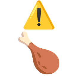 poultry leg and warning