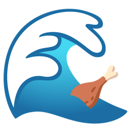 poultry leg and water wave