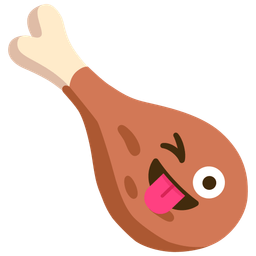 Poultry leg and Winking face with tongue