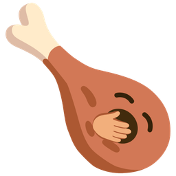 poultry leg and yawning face