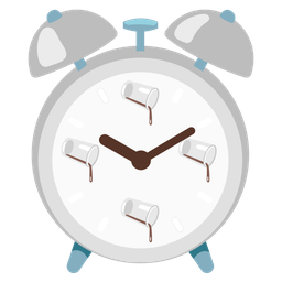 pouring liquid and alarm clock