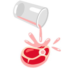 pouring liquid and cut of meat