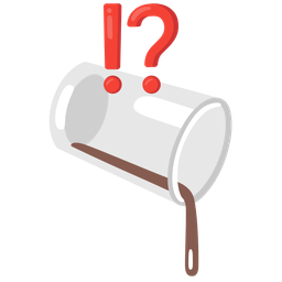 pouring liquid and exclamation question mark