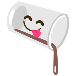 Pouring liquid and Face savoring food