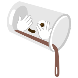 pouring liquid and face with peeking eye