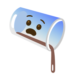 pouring liquid and fearful face