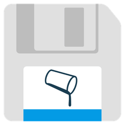 pouring liquid and floppy disk