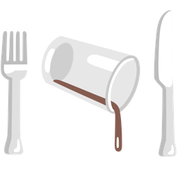 pouring liquid and fork and knife with plate