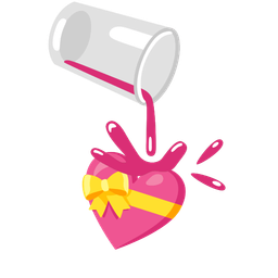 pouring liquid and heart with ribbon