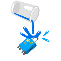 pouring liquid and luggage