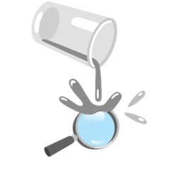 pouring liquid and magnifying glass tilted right