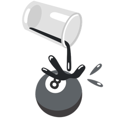 pouring liquid and pool 8 ball