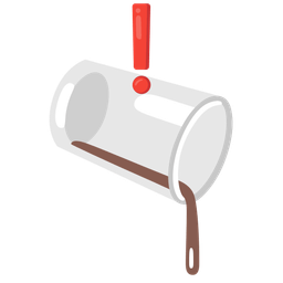 pouring liquid and red exclamation mark