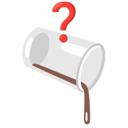 pouring liquid and red question mark