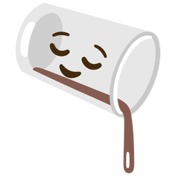 pouring liquid and relieved face