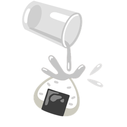 pouring liquid and rice ball