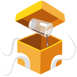 pouring liquid and wrapped gift