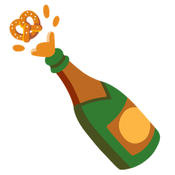 pretzel and bottle with popping cork
