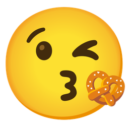 Pretzel and Face blowing a kiss