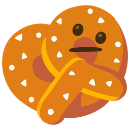 pretzel and face with diagonal mouth