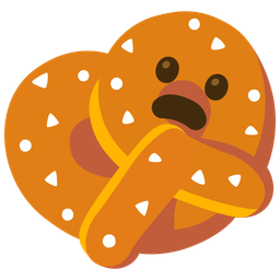 pretzel and frowning face with open mouth