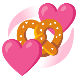 pretzel and revolving hearts