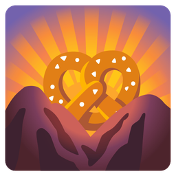 pretzel and sunrise over mountains