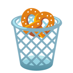 pretzel and wastebasket