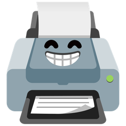 Printer and Beaming face with smiling eyes