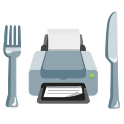 Printer and Fork and knife with plate