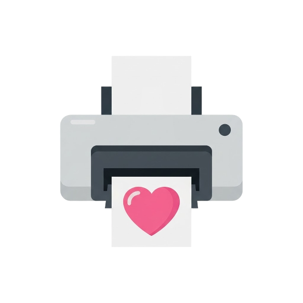Printer and Pink heart