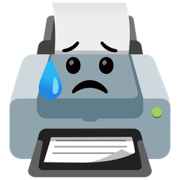Printer and Sad but relieved face