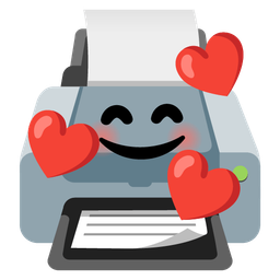 Printer and Smiling face with hearts